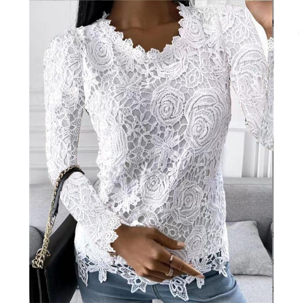 New Women's Long Sleeve Lace Top, Hot Popular Item for Fall Winter in America and Europe