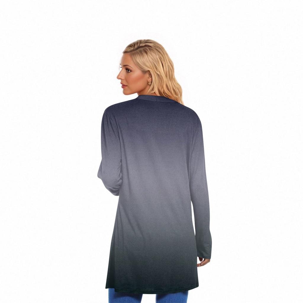 Damkofta med lång ärm, avslappnad jacka med fickor, topp