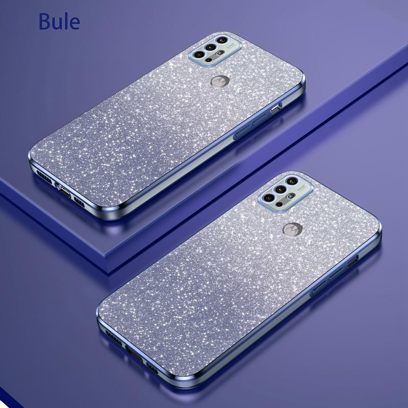 

For Moto G30 Luxury Electroplated Glitter Phone Case For Motorola Moto G20 G10 Power Case Clear Soft Back Protective Cover For Moto G10 синий
