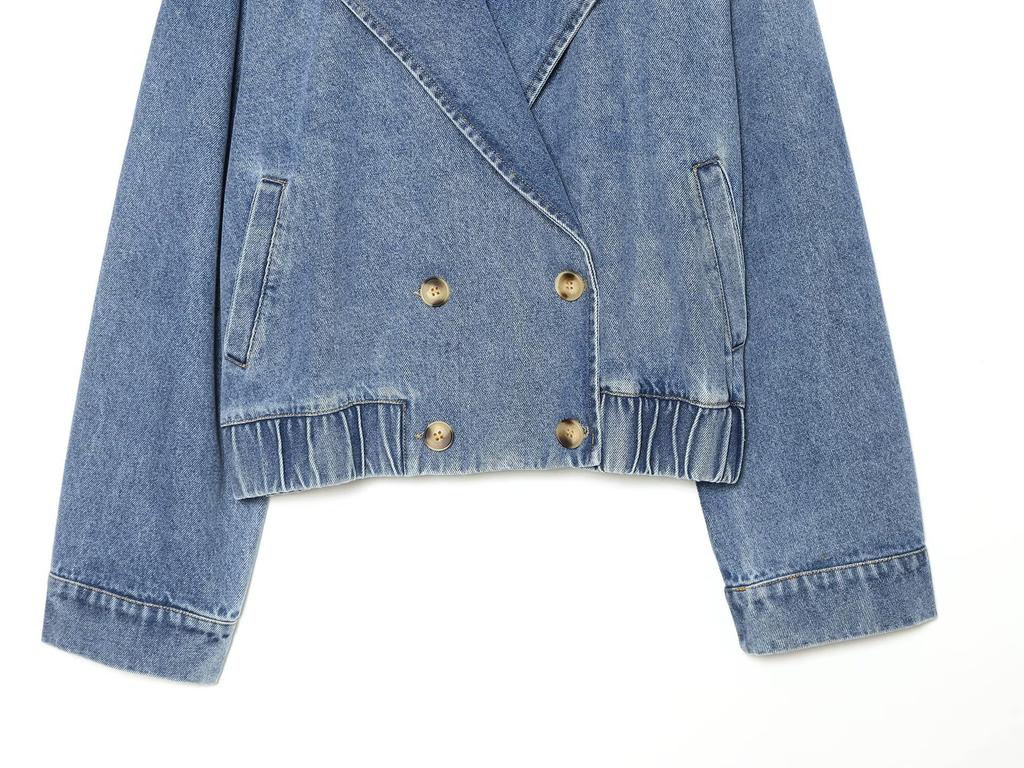 Autumn new European and American fashion versatile double-breasted denim jacket 1346353