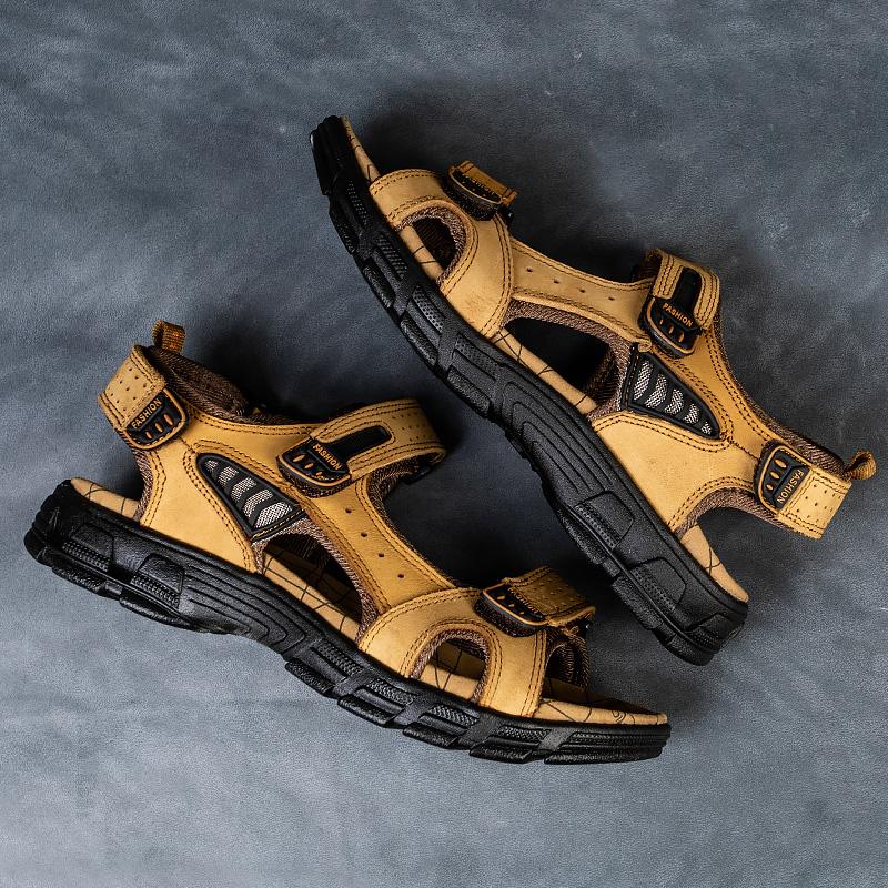 Fashion Classic Mens Sandals Summer Genuine Leather Sandals Men Outdoor Casual Lightweight Sandal Fashion Men Sneakers Size 38-47