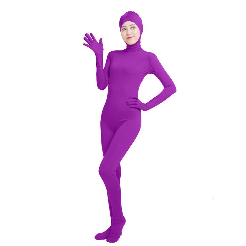 Mono de lycra de cuerpo entero con cara abierta para cosplay de actuación en escenario de anime