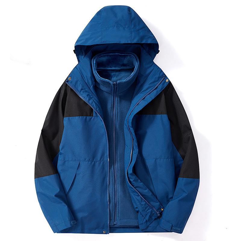 Men's Autumn and Winter Soft Shell Windproof Three-in-one Storm Jacket Plus Cashmere Warm Couple Coat