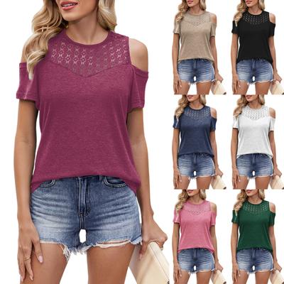 Women's Fashionable Casual Solid Color Round Neck Short Sleeved Loose T-shirt Top