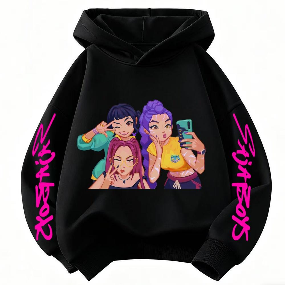 Best Seller Hooded Sweatshirt Cute Prints KPop Demon Hunter Cartoon Children's Fashion WarmTops Casual Cotton Clothing