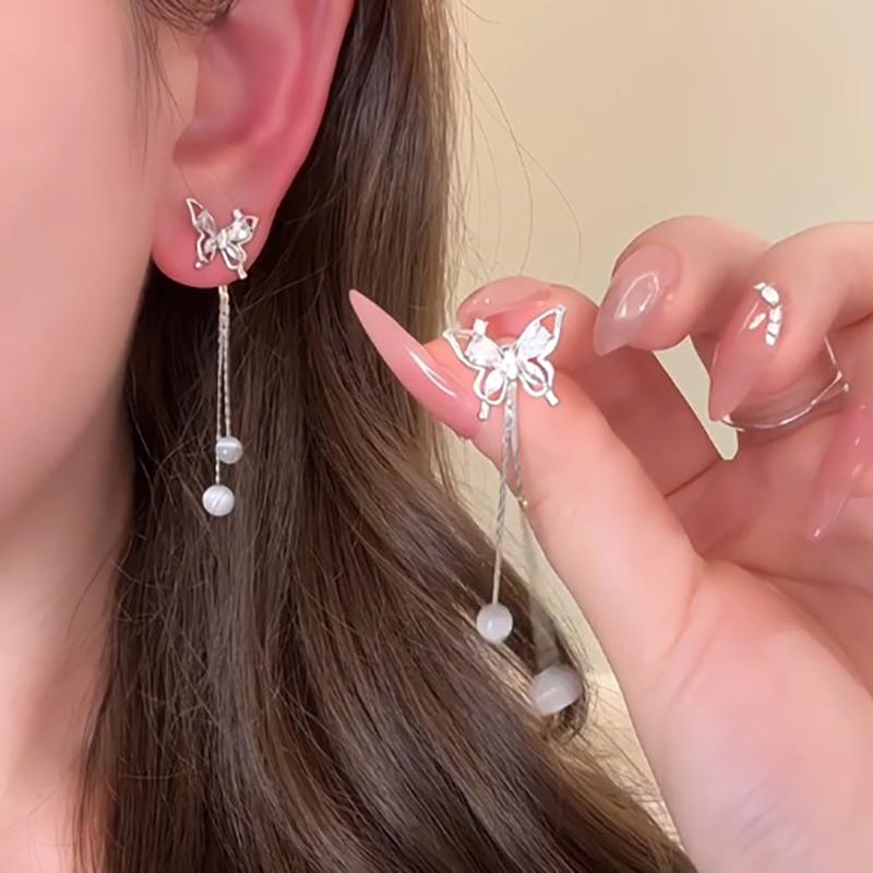 1Pair Luxury Advanced Sense Butterfly Long Tassels Earrings For Women Girls Exquisite  Butterfly Earrings Jewelry Gifts