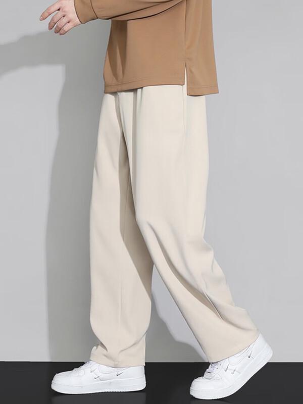 Dingfengbaoluo Men's Spring/Summer Loose Straight Wide-Leg Trousers