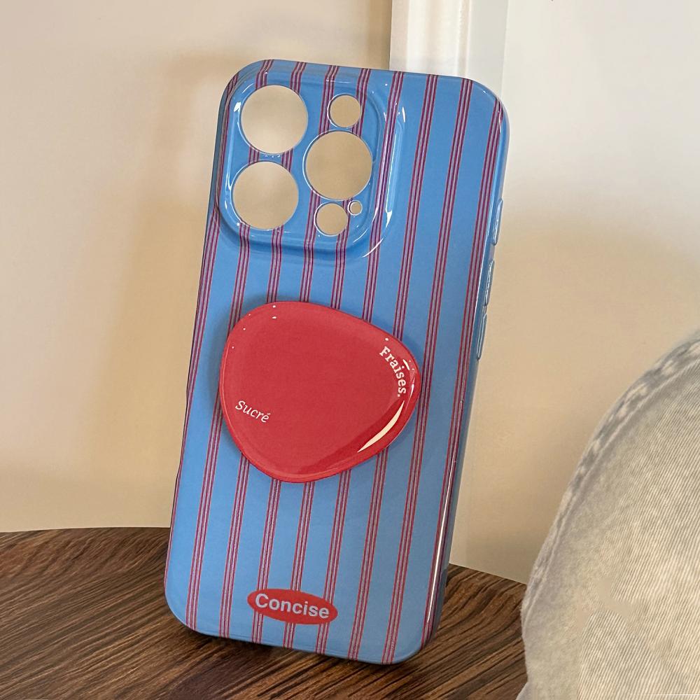Red and Blue Striped IPhone 16/17 Phone Case/15 Pro Max Film Retro Personalized Stand