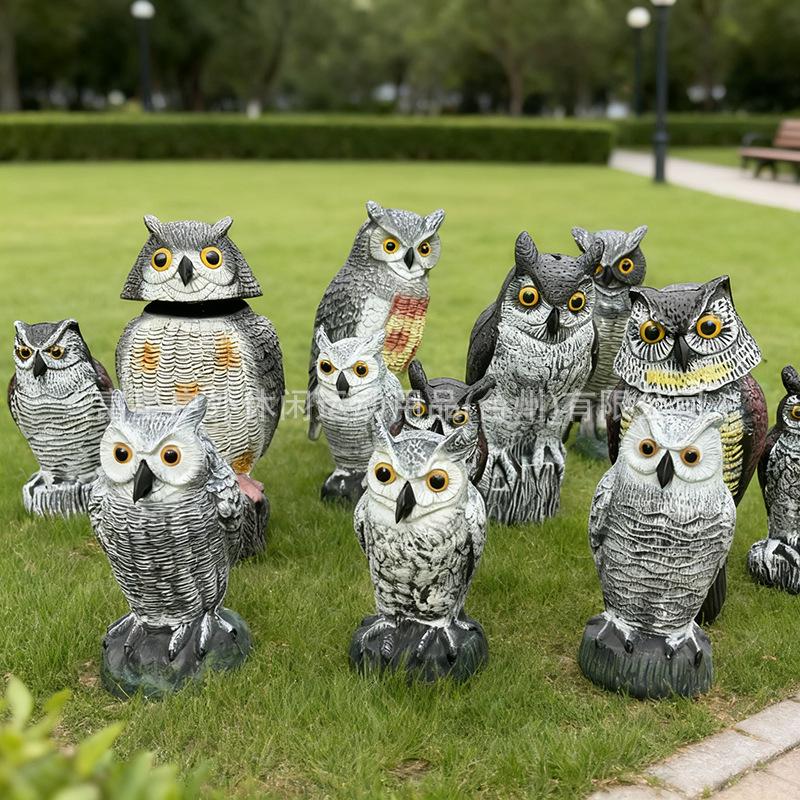 Garden Owl Bird Repellent Ornament - Realistic Head-Turning Design for Outdoor Decoration