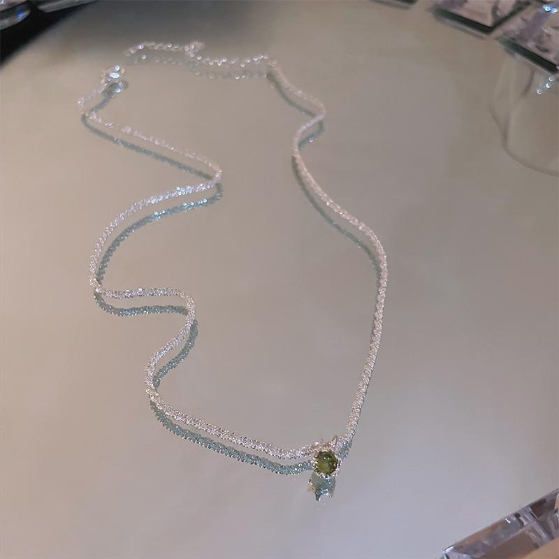 Silver Sparkling Plain Chain Necklace Women'S Summer Collarbone Chain Temperament Fashion Neck Chain Tide