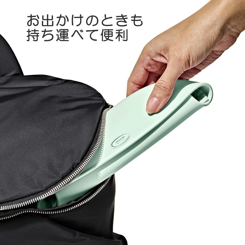 Oxo Tot Bib Mealtime Baby Baby Machine Compact Opal Roll-Up Apron, Supplies, Food, Neck-Friendly, Washable, Foldable,