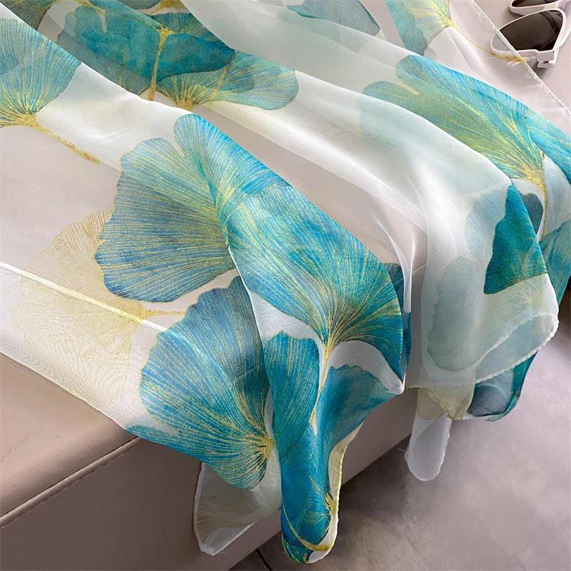 New Spring Large Female Summer Silk Thin Hijab Wraps Women Elegant Floral Scarf Shawl Pashmina Beach Stoles Bufanda Foulard