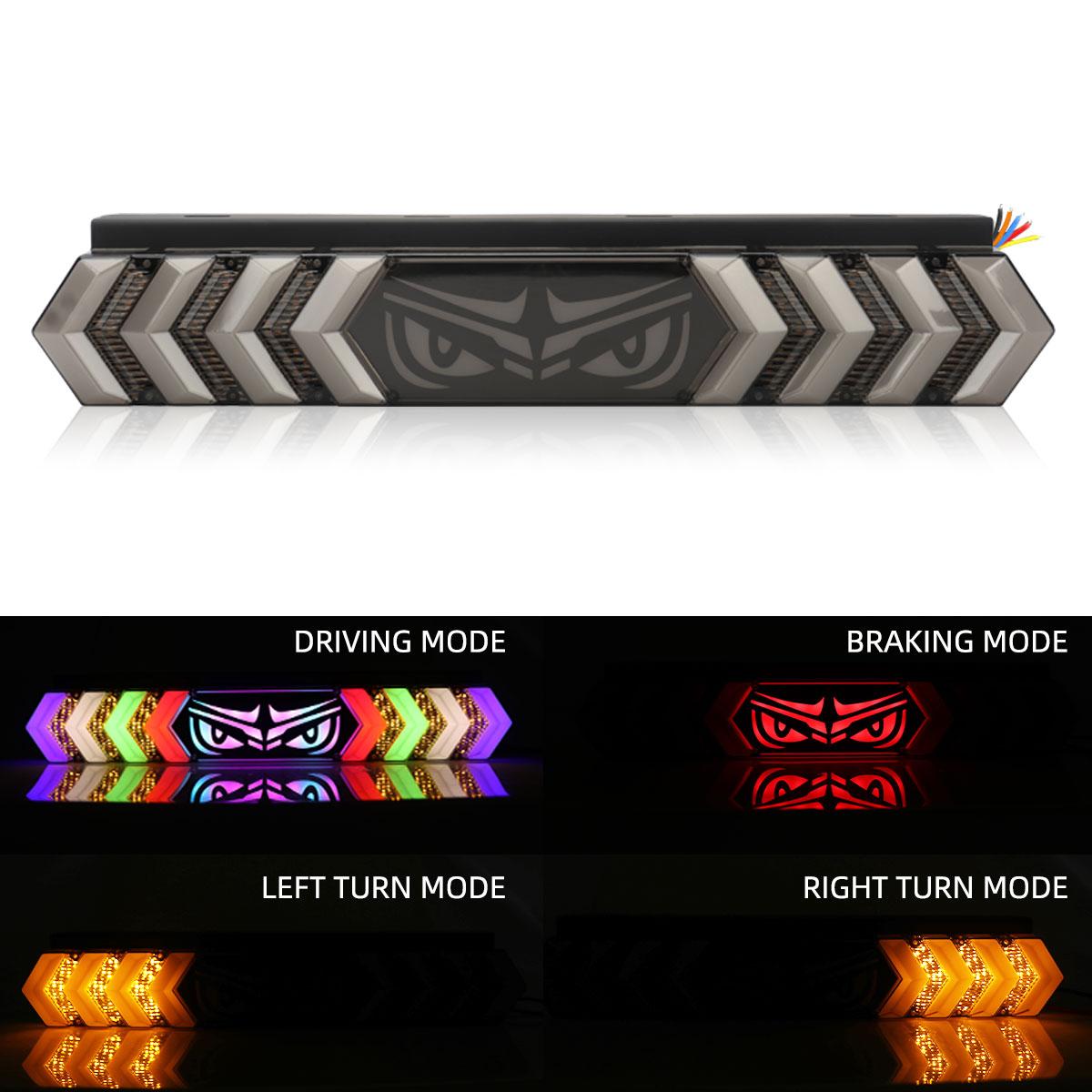 Devil s Eye Tail Lights RGB Seven Colours Running Lights Truck Turn Signal Lights Pickup Truck LED Brake Blinking Warning Lights 1 PCS