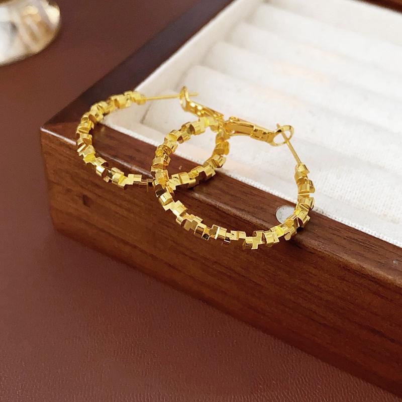 New Sequins Irregular Hoop Earrings Gold Color Metal Round Circles Women's Loop Earrings Rock Style Small Earrings brincos