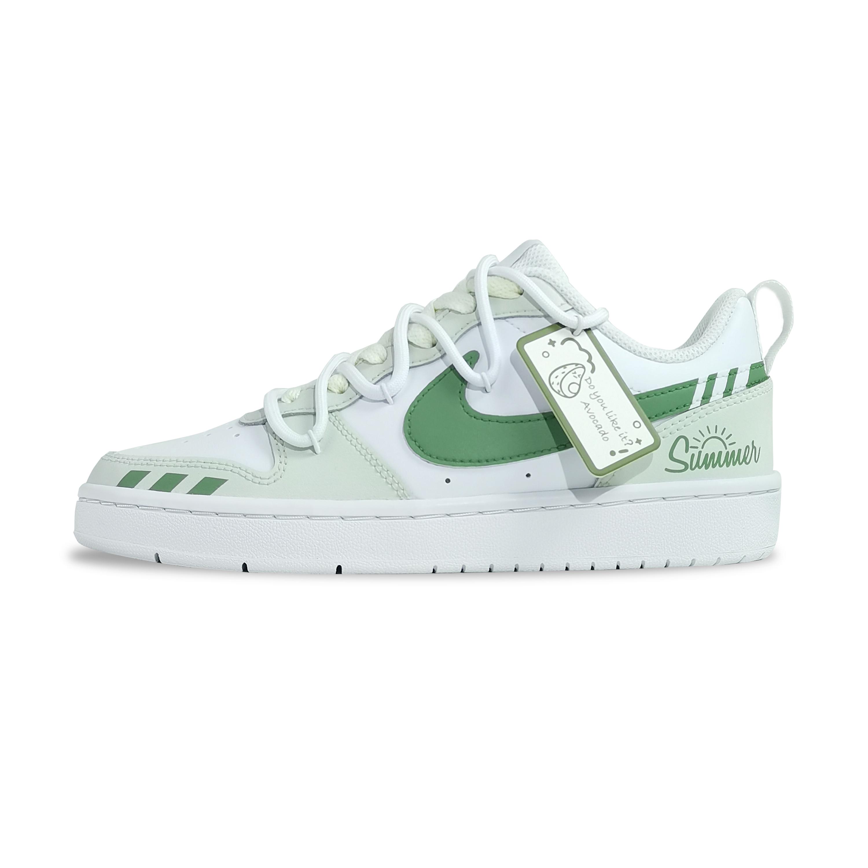Nike Court Borough Low top Skateboard Shoes GS White Green BQ5448-100(TeamEight-GS) 35.5
