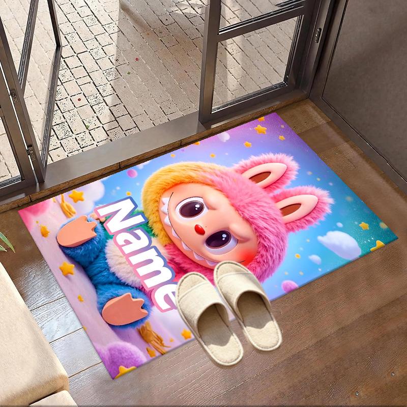 Custom Name Personalized Labubu Print Carpet, Versatile Home Decor Rug, for Playroom, Apartment, Balcony, Entryway, Hallway Gift