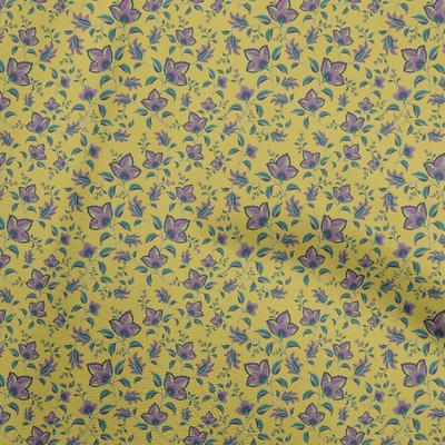 Cotton Flex Dark Mustard Fabric Asian Japanese Floral Sewing Material Print Fabric By The Yard 40 Inch