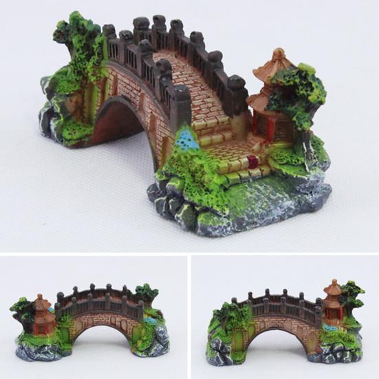 Three-eye Bridge Mini Aquarium Decoration Figurine Simulation Bridge for Fish Tank Home Decor