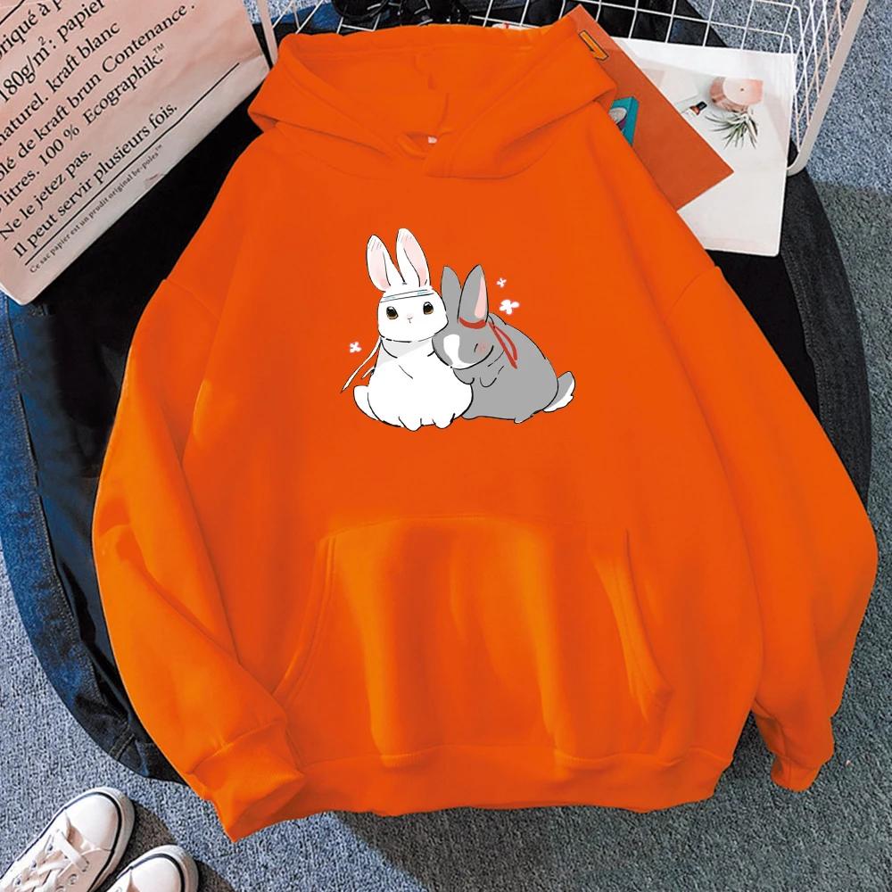 Kawaii Anime Mikina s kapucí Ženy Mo Dao Zu Shi Nezkrotný Wei Wuxian Lan Wangji Králík Potisk Oversized mikiny s kapucí Harajuku