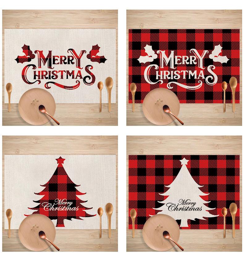 Western Style Stain-Proof Linen Placemat - Heat-Insulating and Decorative Christmas Table Mat