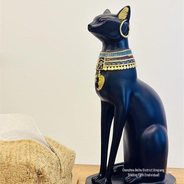 Creative Egyptian Lucky Cat Resin Ornament for Home Decor