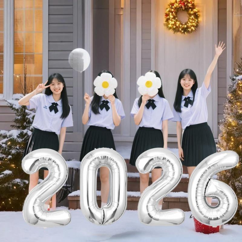 2026 Number Foil Balloons, Party Favors for New Year Eve and Christmas, Home Decor Photo Booth Props Navidad