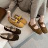 French Retro Mary Jane Shoes Women's 2025 Autumn and Winter New Square Head with Velvet Shallow Beanie Shoes