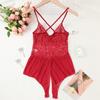 Women's Hollow Crotchless Bodysuit Slim Fit Mesh Lace Jumpsuit Bodysuit Summer Sexy Club Outfits Sleepwear Dress Women Lingerie