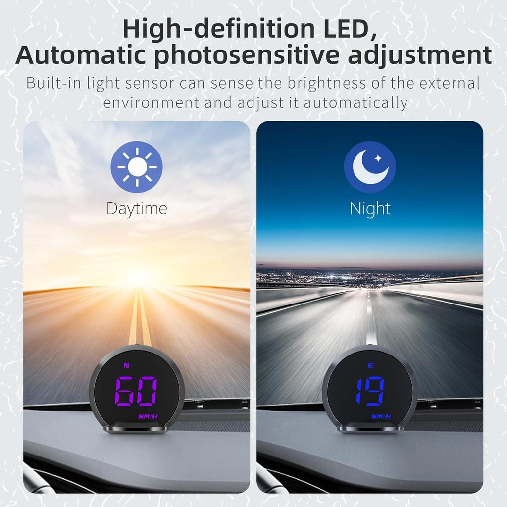 ACECAR Digital GPS Speedometer New HUD Car Head Up Display LCD Display With MPH Digital Speed Compass Direction Driving Distance Altitude Overspeed