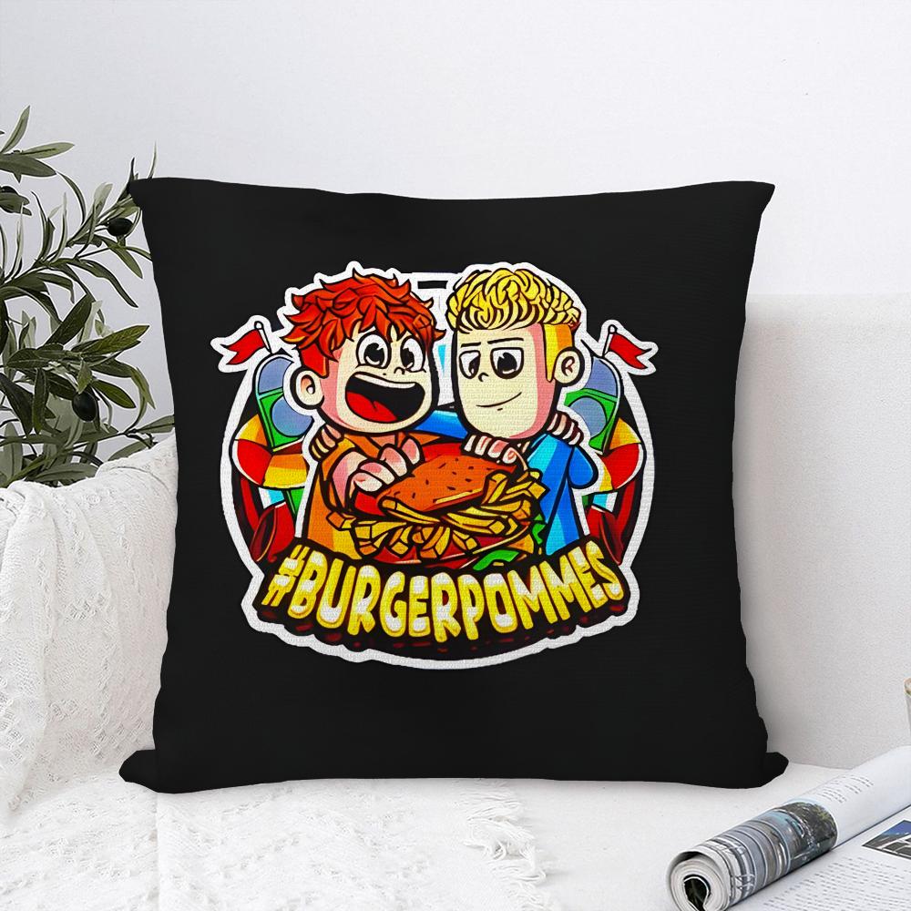 Burgerpommes I-ICrimax Cartoon Pillow Case Sofa Home Double-sided Printing Short Plush Cushion Cover Throw Pillow Cover Gifts