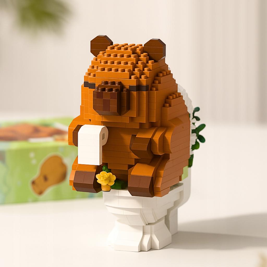 Capybara Construction Blocks Toilet Paper Block Set Figure