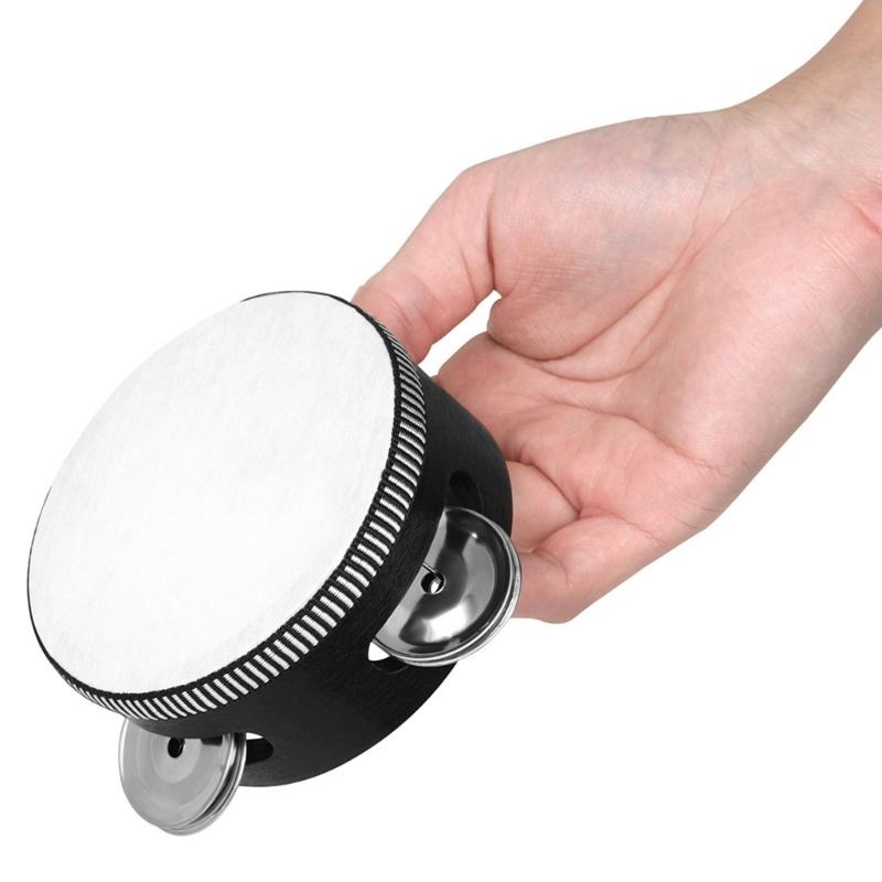 4pcs Double Row Bells Tambourine Handbell Claps Drum Tambourine Musical Instrument for Party Game Playing Easily Play