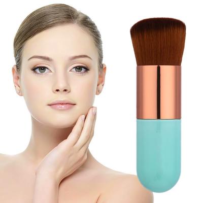 Runder Flacher Puderpinsel Kontur Rouge Pinsel Blauer Griff Brauner Make-up Pinsel