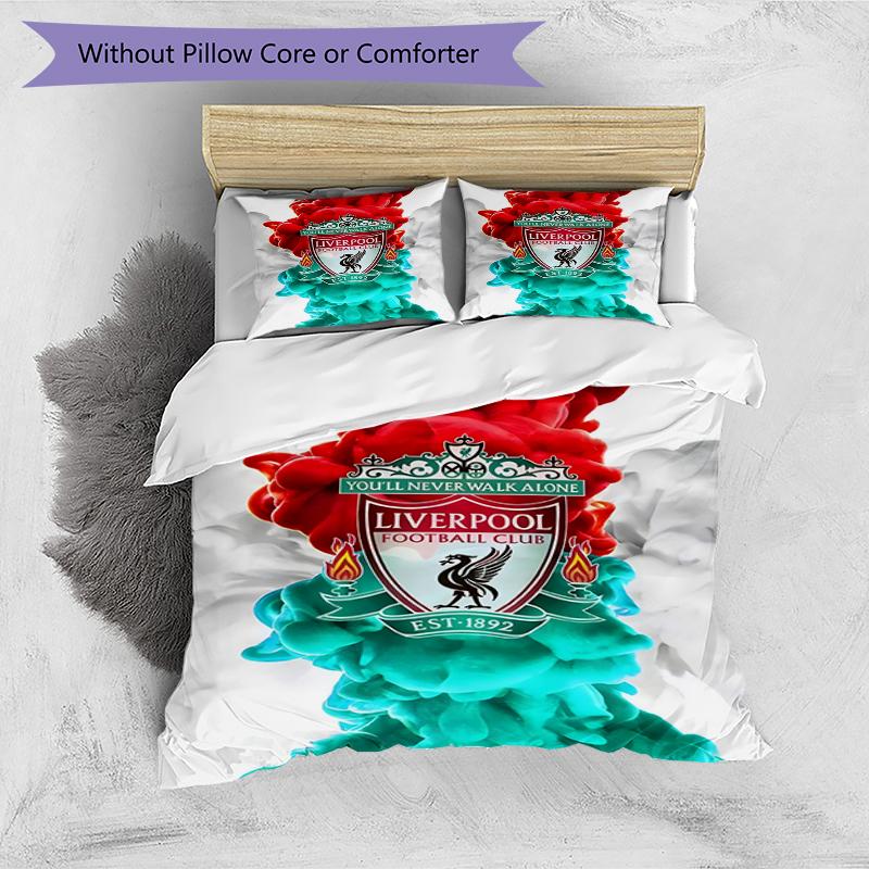 Set copripiumino 3 pezzi (1*Copripiumino + 2*Federe, Senza Nucleo),Set Biancheria da Letto con Stampa Liverpool F.C, Decorazione Camera da Letto, Per Tutte le Stagioni, Regalo di Compleanno