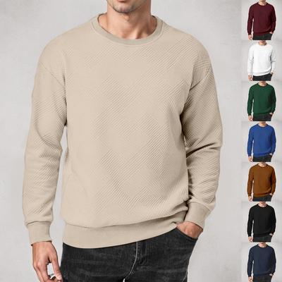 Men's Crewneck Sweatshirt Casual Long Sleeve Geometric Textured Sweatshirt Fashion Pullover Shirt