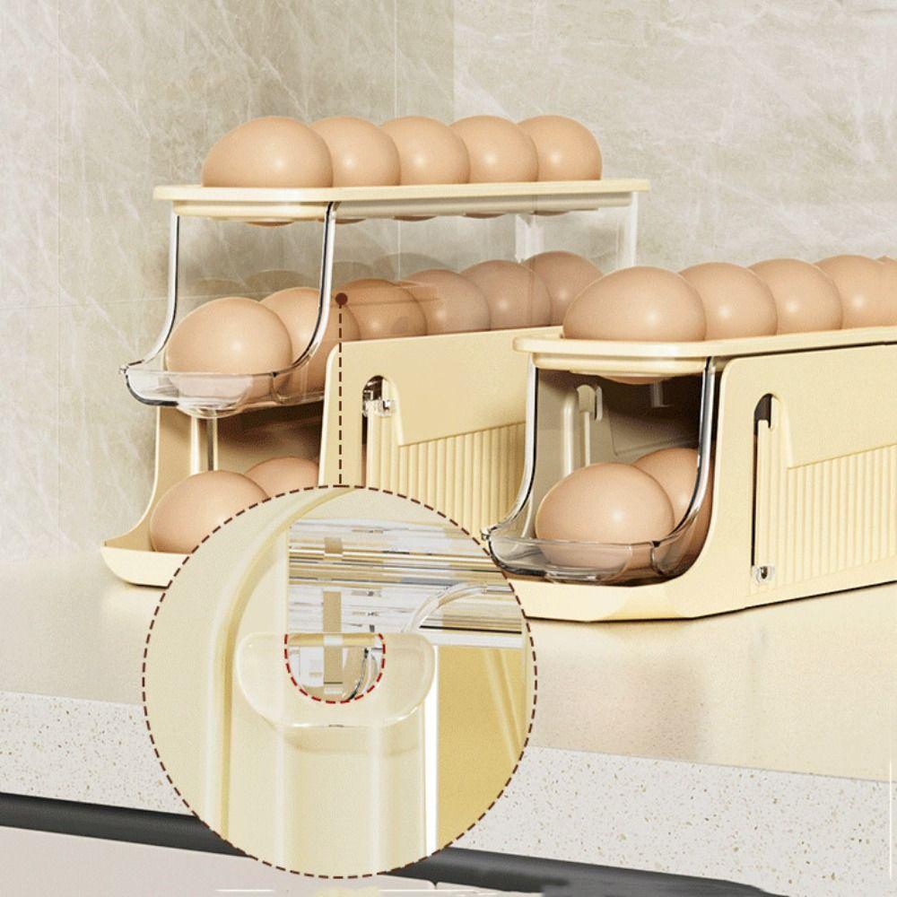 Holds 17 Eggs Automatic Rolling Egg Tray Removable Egg Holder Refrigerator Egg Holder  Dining Table
