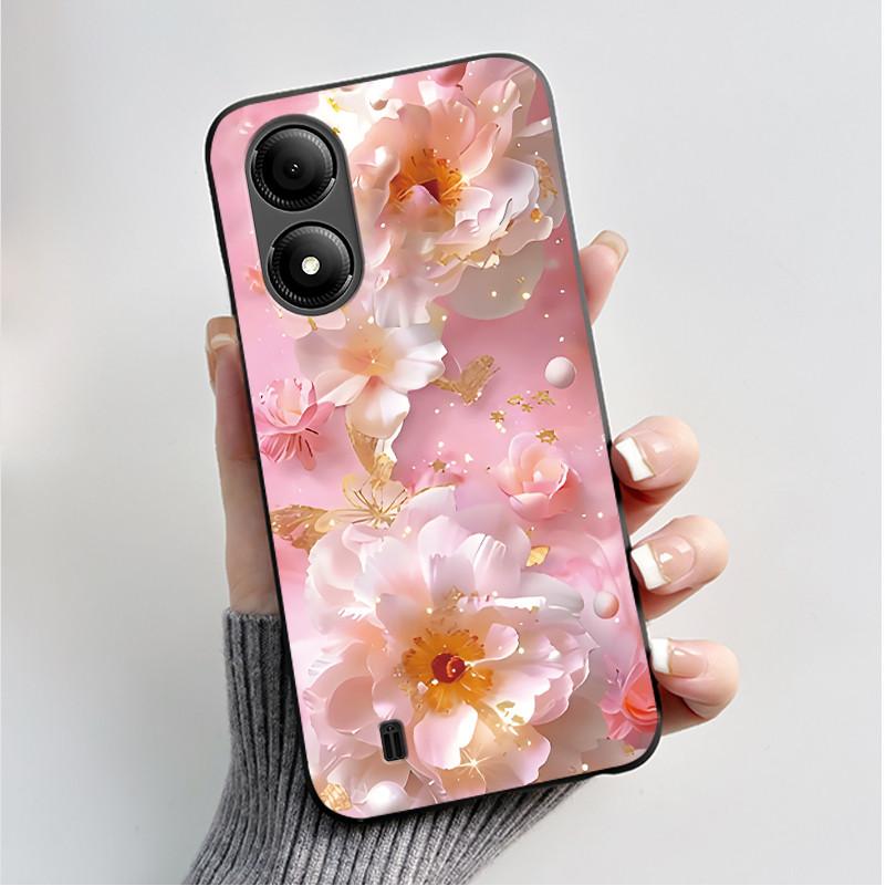 Custodia con Stampa per ZTE Blade A33S A34 Guscio Nero in Morbido Silicone per ZTE Blade A31 Plus Custodia Carina con Fiori e Cartoni Animati