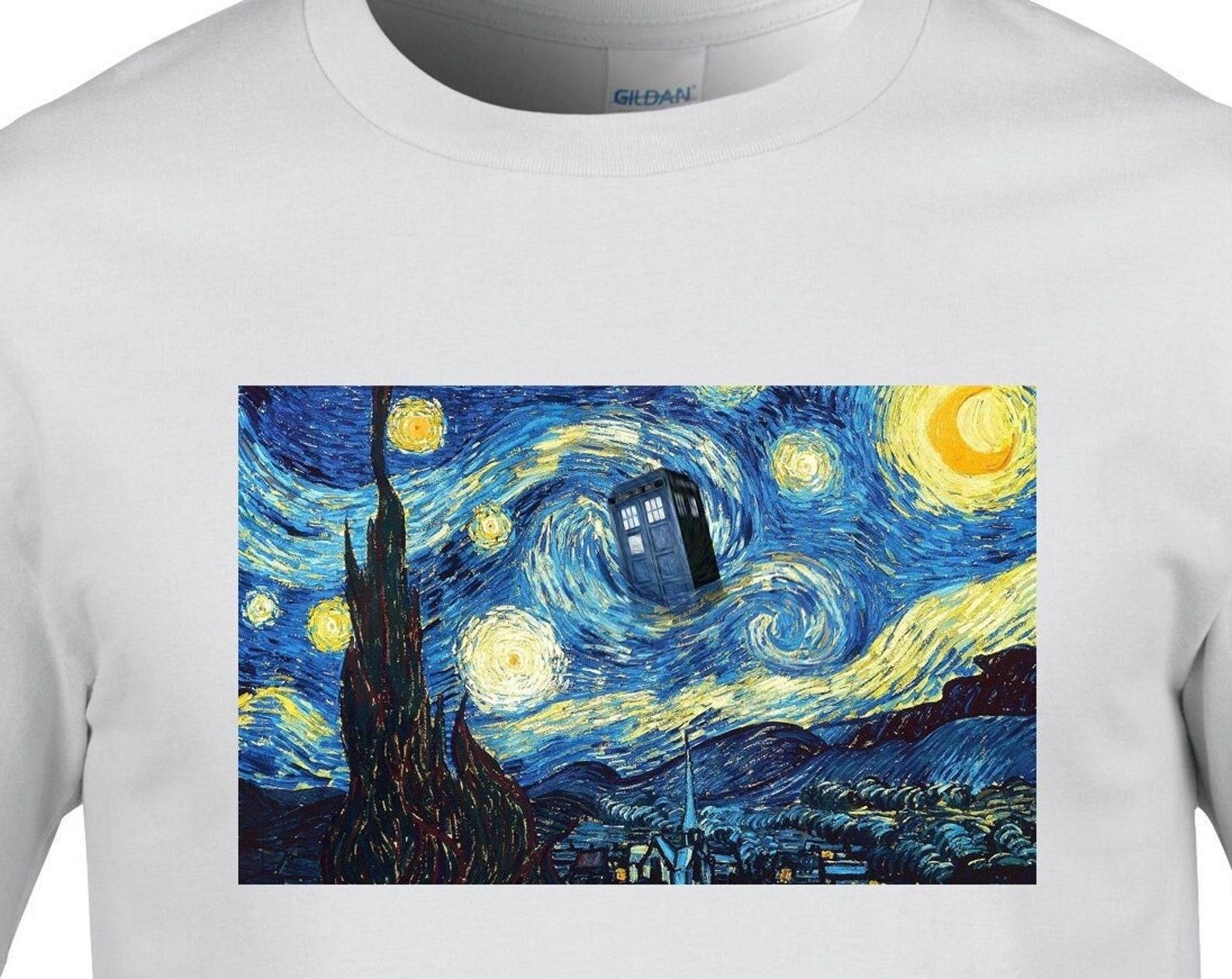 Starry Night Tardis T-Shirt, Van Gogh Dr Who Art S