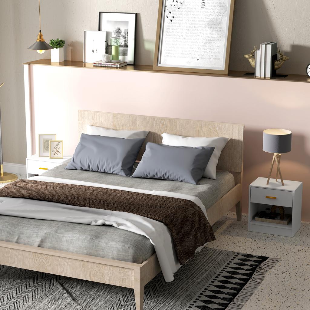 Set Of 2 Nightstands Bedside Table With 2 Drawers And Open Shelves Modern Style 39 X 28 X 41 Cm White