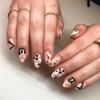 Halloween Short Press on Nails Almond Fake Nails with Ghost Starburst Blood Design Glue on Nails Glossy Acrylic Artificial Nails Full Cover Stick on