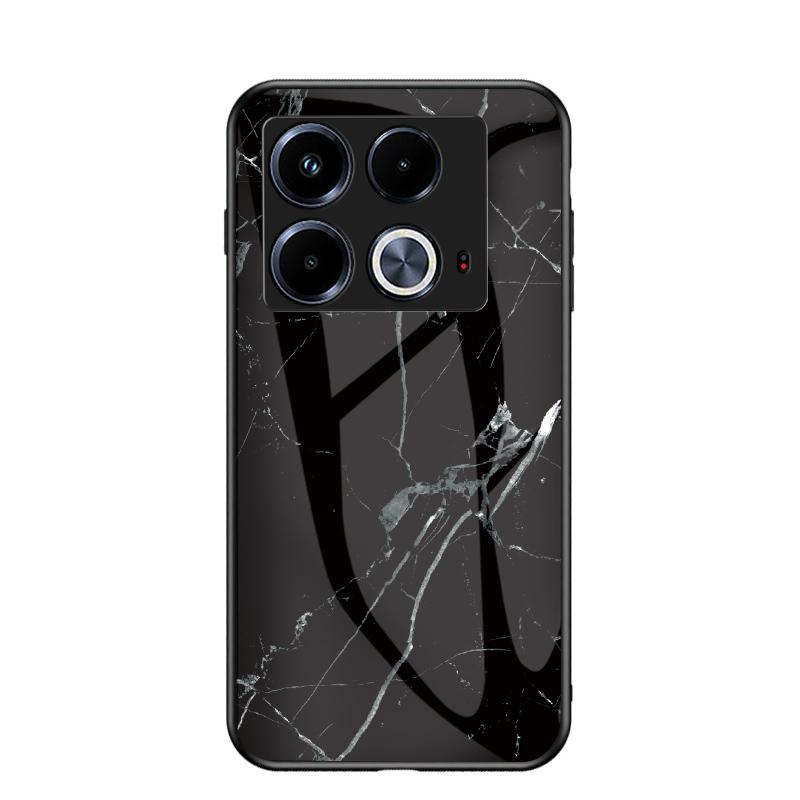 

For Infinix Note 40 40 Pro 40 Pro Plus Marble Textured Tempered Glass Soft Edge Anti-Drop Anti-Fingerprint Anti-Shock Phone Case For Note 40 ProPlus