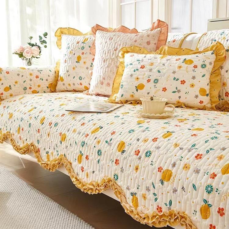 New Style Sofa Cushion, Cotton, Suitable for All Seasons, Pastoral Style, Pure Cotton Sofa Cover, Seat Cushion Cover, Non-slip Cloth Towel