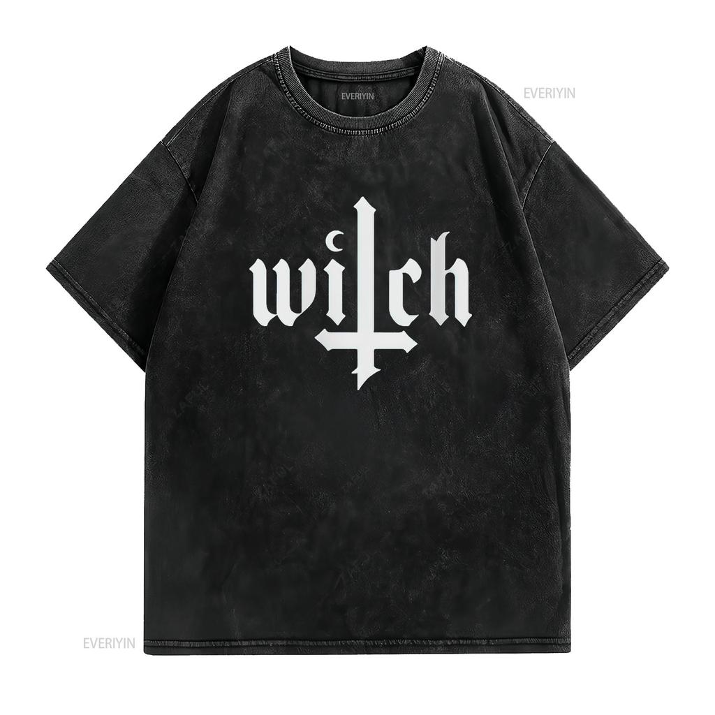 Mens Witch Clothing Pastel Goth Occult Satanic Gothic Witchy Round Neck T Shirt Black Medium Vintage Washed Slightly Versatile