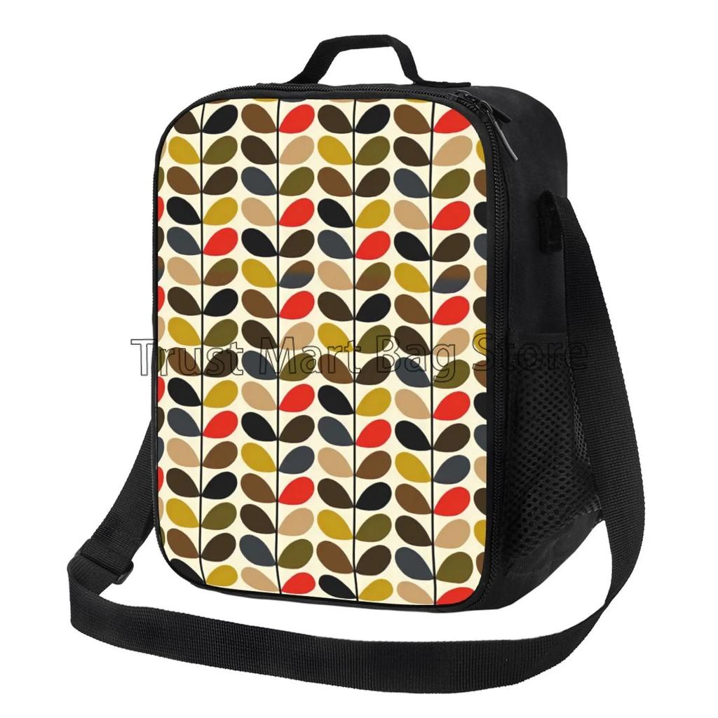 Orla Kiely Sac à Lunch Portable Motif Feuilles Colorées Réutilisable Isotherme Fourre-tout Bento avec Sangle Réglable pour Travail Pique-nique Voyage