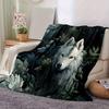 1pc White Wolf In the Enchanted Forest Blanket Room Decor, Soft Bedding Cover, Living Room, Travel, Camping, Car Blankets, Beach