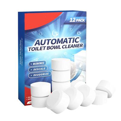 Lot de 12 comprimés nettoyants pour toilettes avec eau de Javel à libération lente pour salle de bain et toilettes