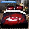 3PCS City Chiefs Emblem Printed Soft Bedding Set,Including 1pc Duvet Cover And 2pcs Pillowcases Perfect for Bedroom, Dormitory, Fan gift