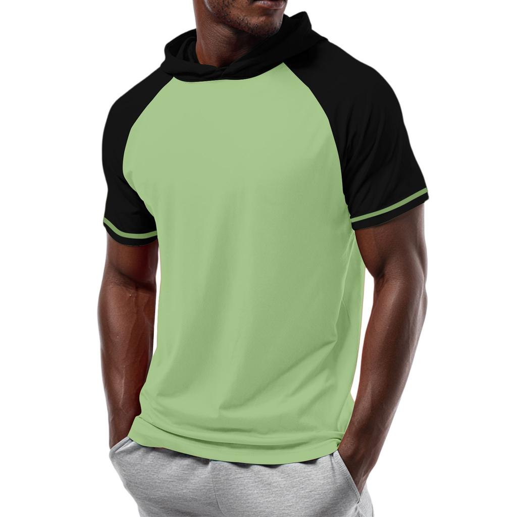 Pánské tričko s kapucí s krátkým rukávem a rovnými rameny