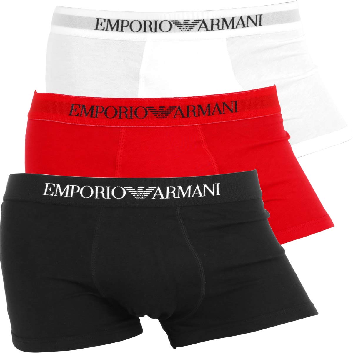 Мужские трусы-боксеры Emporio Armani, 3 штуки, заниженная посадка, однотонные цвета, логотип бренда [Параллельный импорт]
