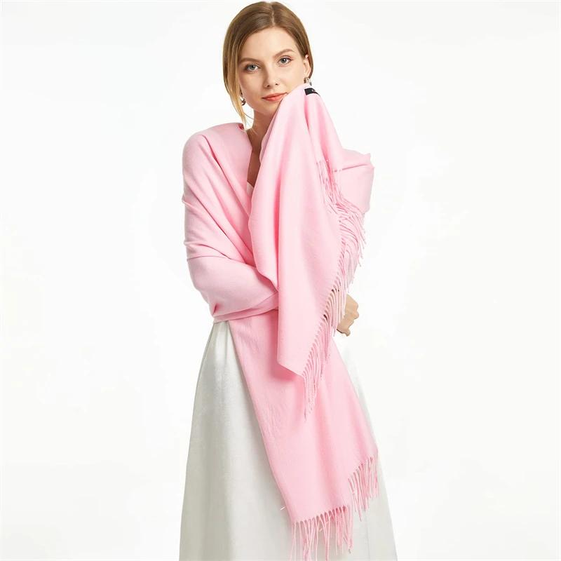 2025 Winter Shawl For Women Long Warm Cashmere Scarves Hijab Solid Lady Wrap Female Pashmina Bandana Head Scarfs Echarpe